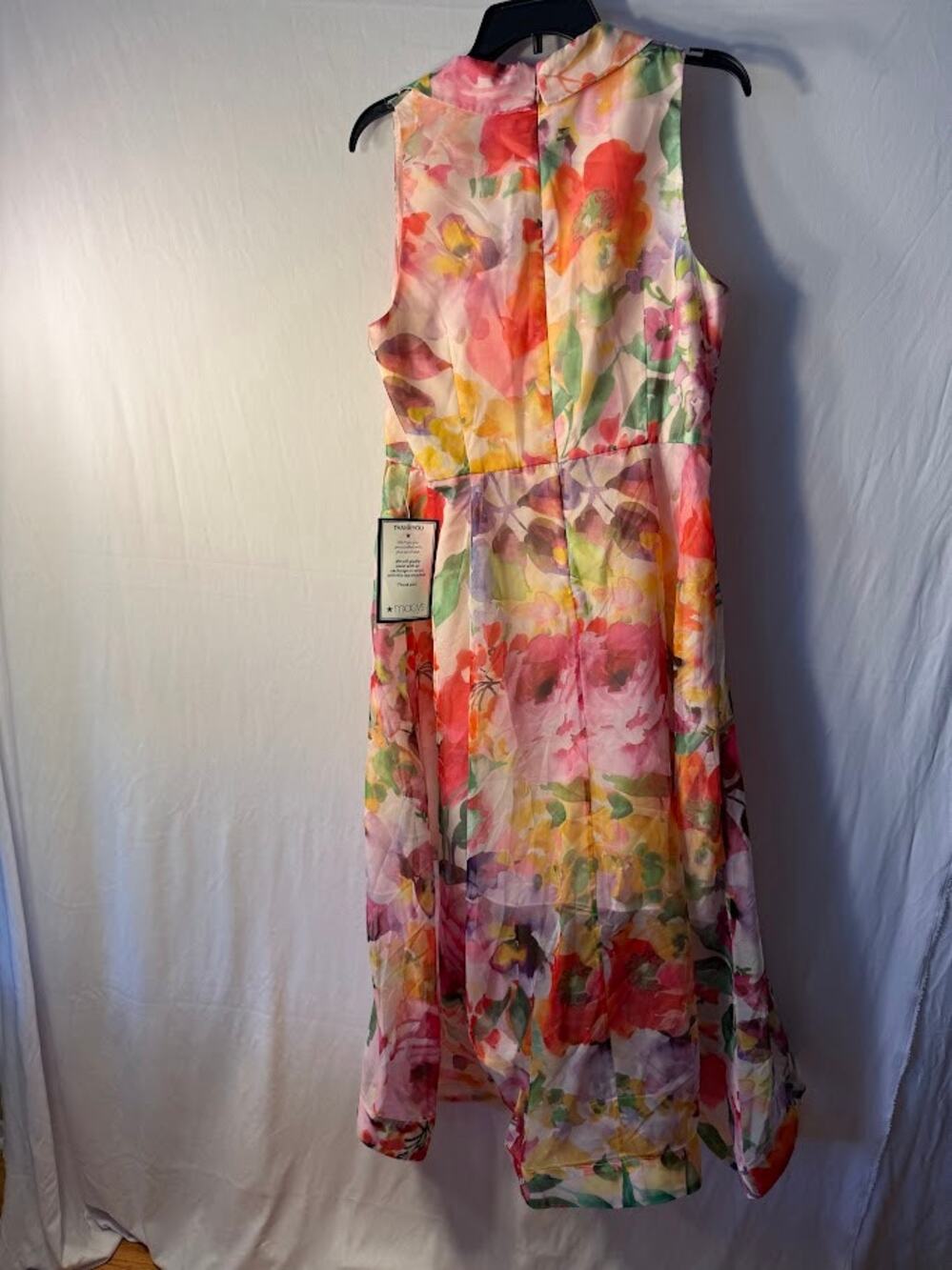 Adrianna Papell Womens Floral-Print High-Low Pink Multi 14